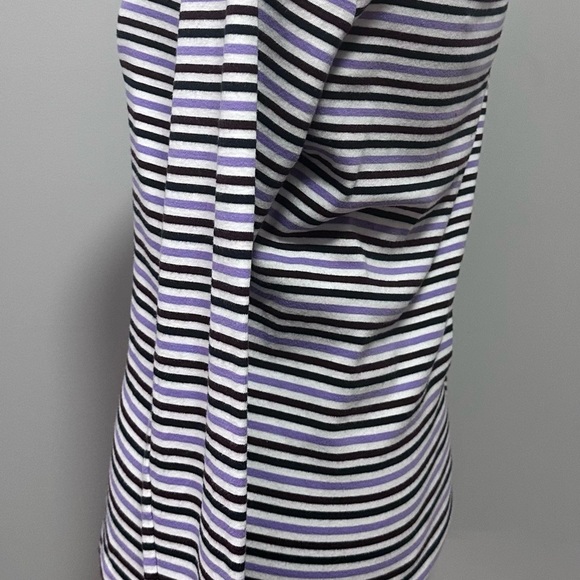 👚 TOMMY HILFIGER Women’s Purple & White Stripe Long Sleeve V-Neck T-Shirt - Picture 5 of 11